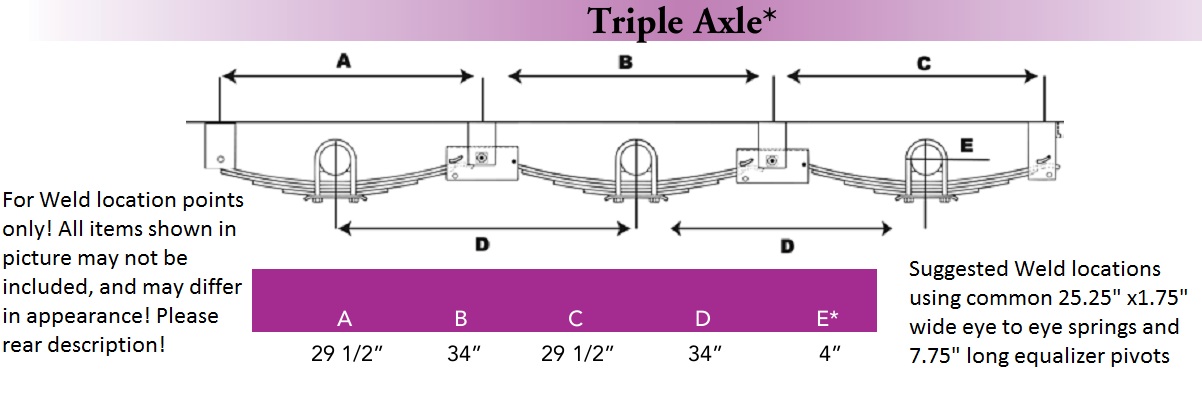 Tri-Axle Trailer Spring Hanger kit Camper 3 Triple Axles Leaf Suspension